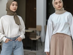 Fashion Hijab Simple Tapi Elegan dengan Kaos Polos Lengan Panjang